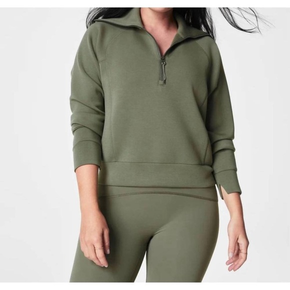 SPANX Tops - SPANX Olive Green Women's Half-Zip Sweatshirt